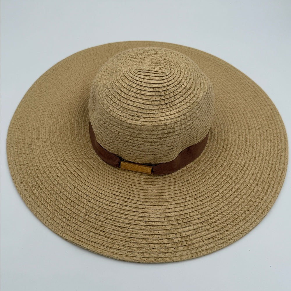 Vince Camuto Elegant Tan Wide-Brimmed Hat