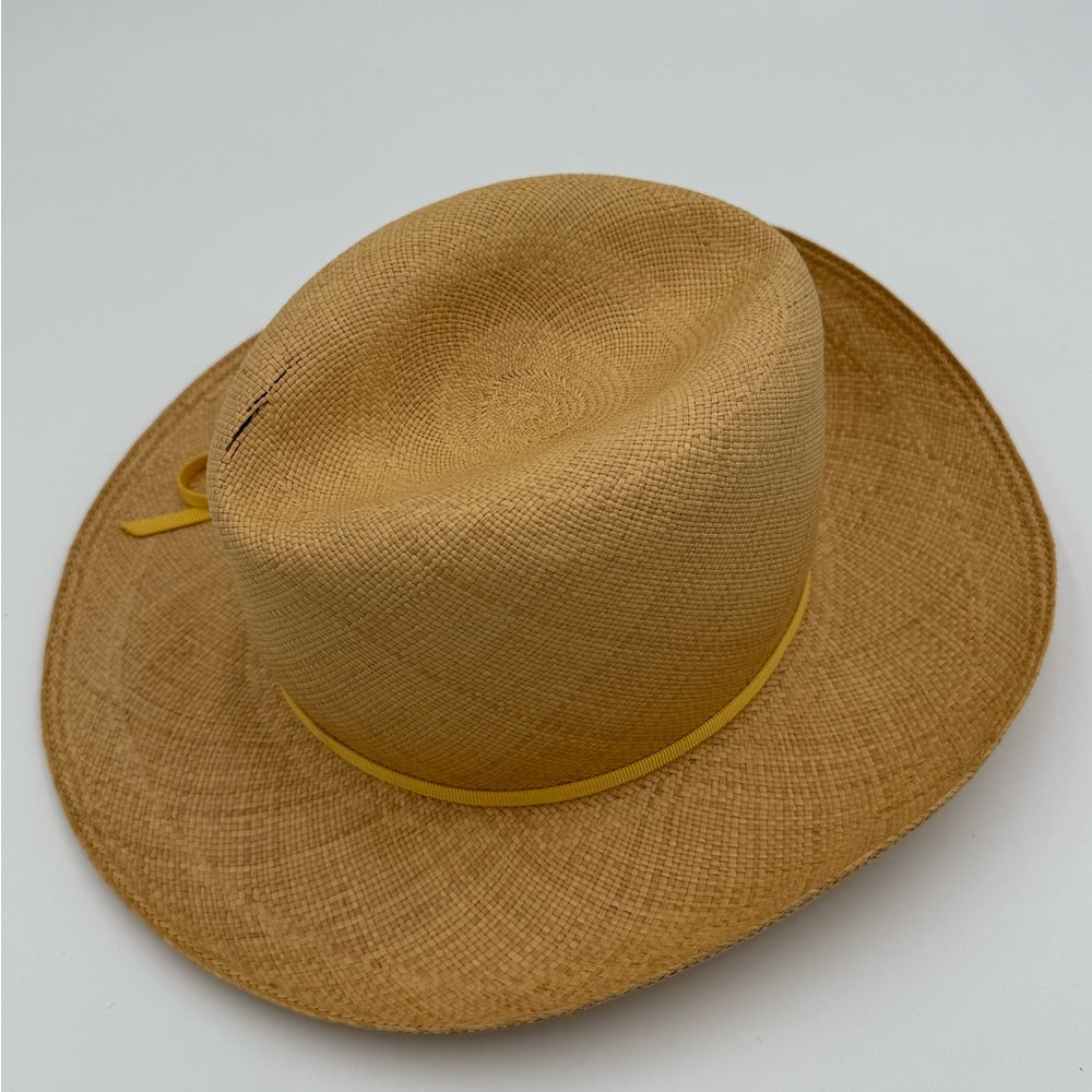 Vintage Tan Women's Sun Hat With Yellow Ribbon by Ranleigh