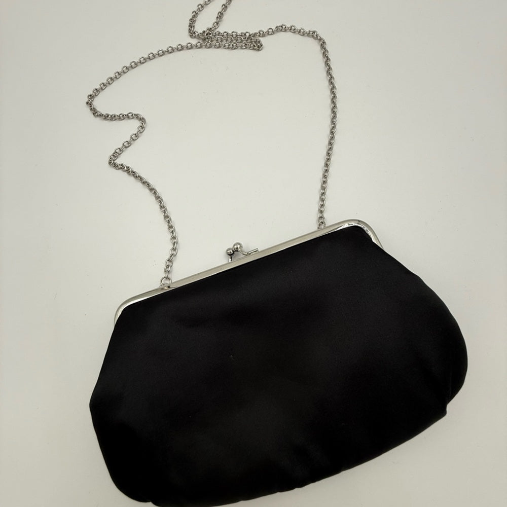 Elegant Black Evening Clutch With Sparkles and Chain Strap