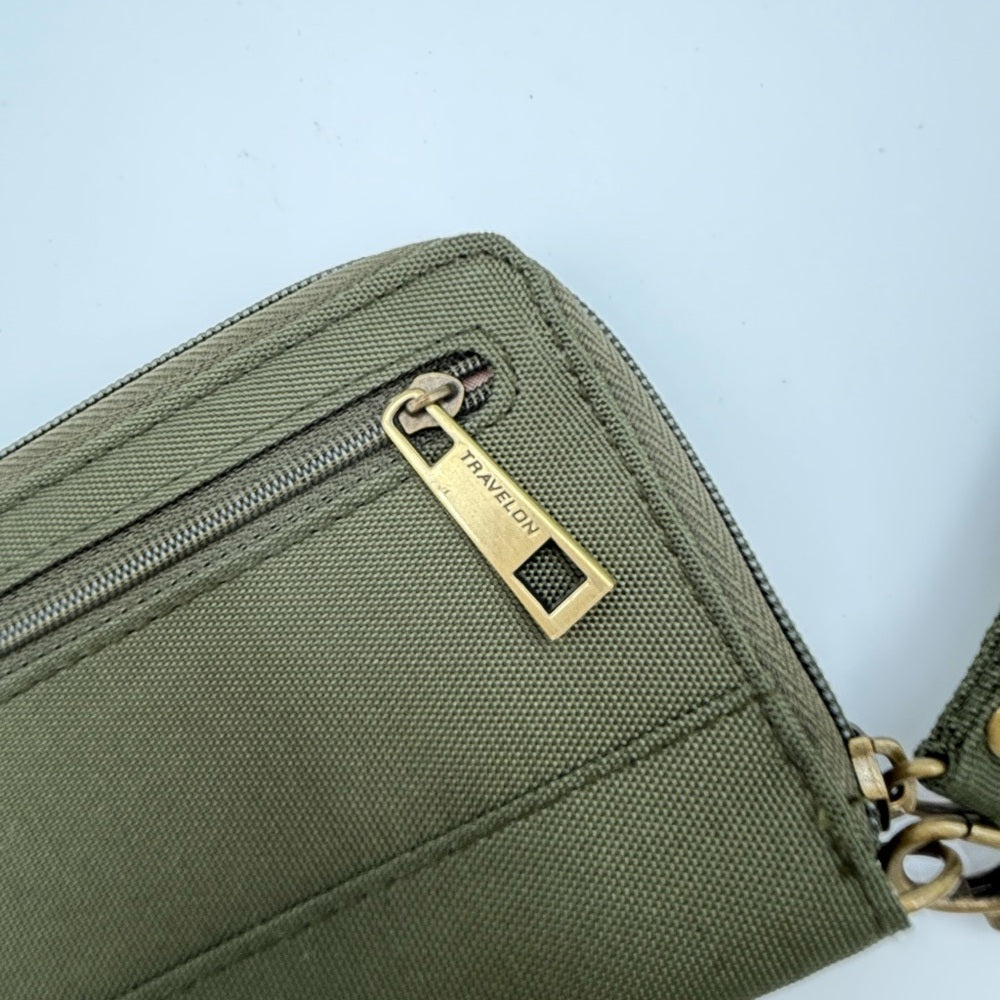 Travelon Olive Wristlet Wallet With Zip-Around Closure