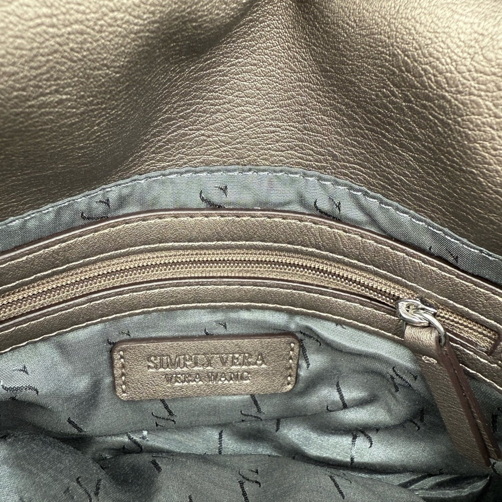 Simply Vera by Vera Wang Vegan Leather Platinum Silver Foldover Handbag