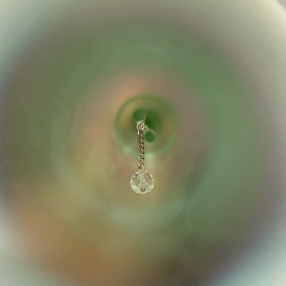 Vintage Collectible Green Glass Bell With Crystal Ringer