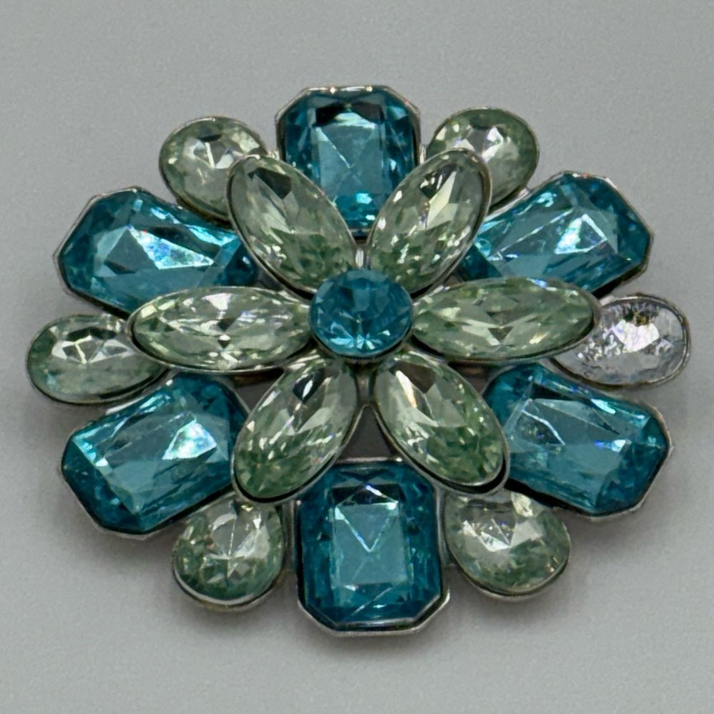 Vintage Blue and Green Lucite Gemstone Brooch