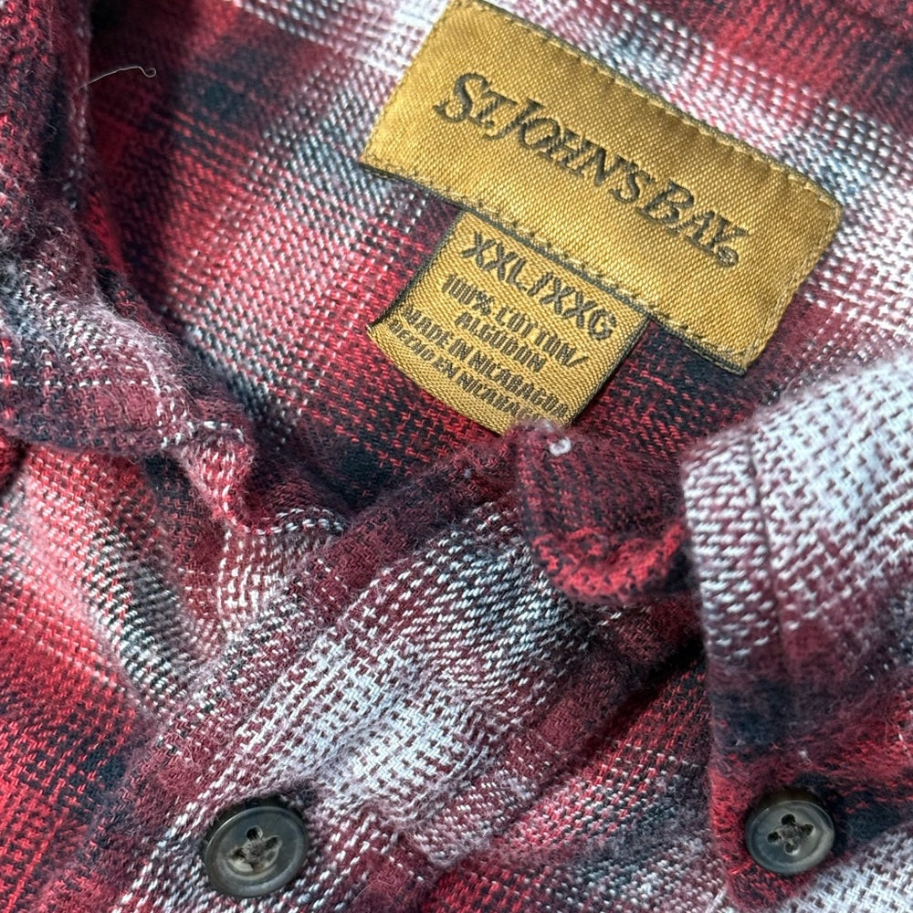 St. John's Bay Red and Black Plaid Flannel Men's Shirt Size XXL
