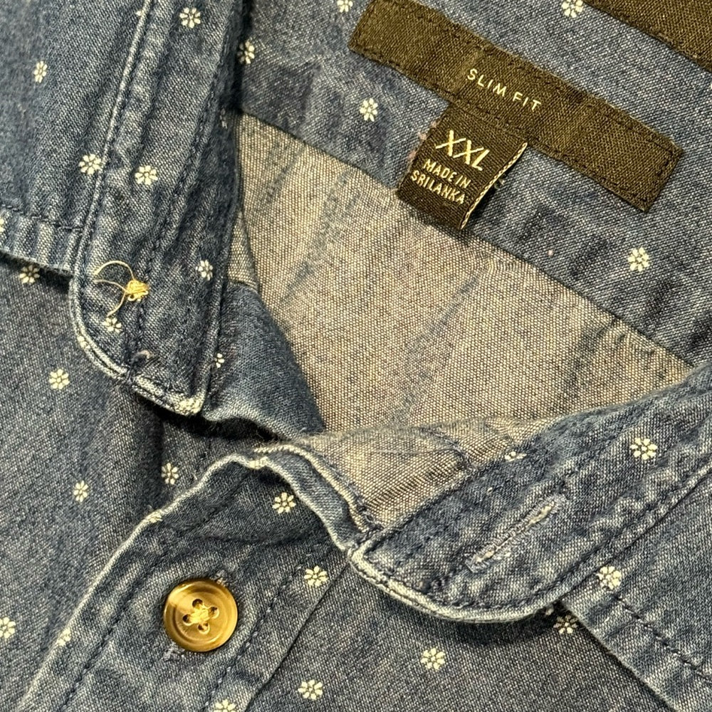 Casual Men's Patterned Chambray Button-Up Shirt From Banana Republic Size XXL