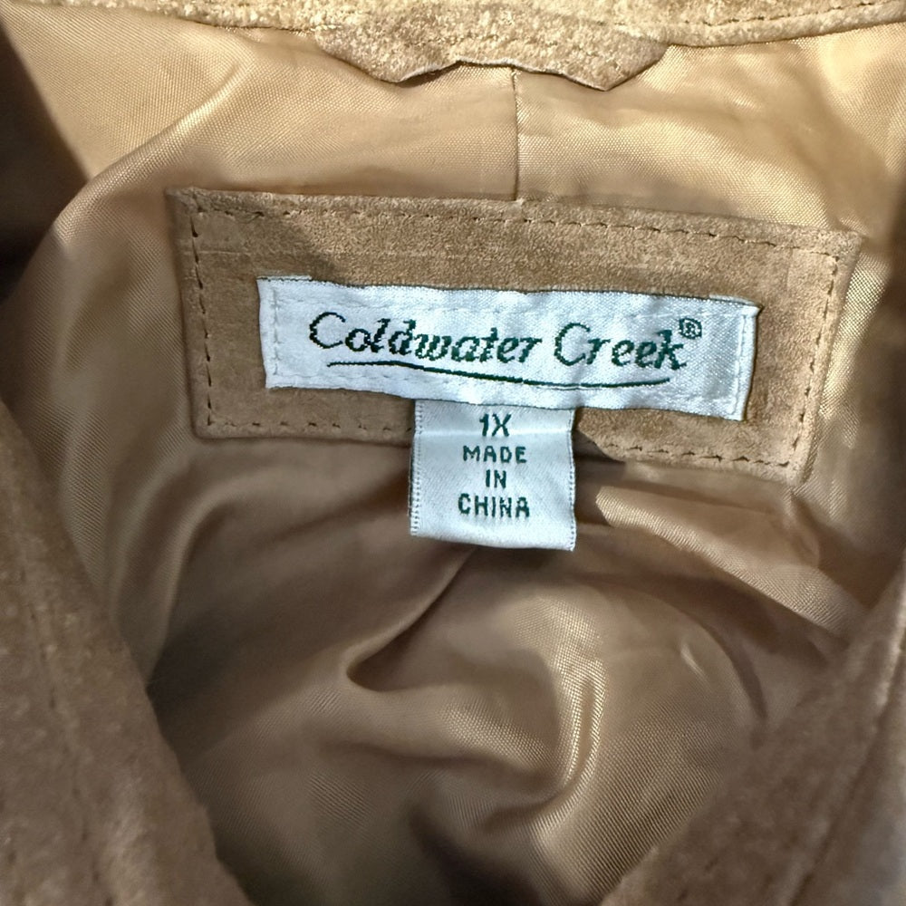 Coldwater Creek Tan Suede Women's Snap-Front Jacket Women’s Plus Size 1X