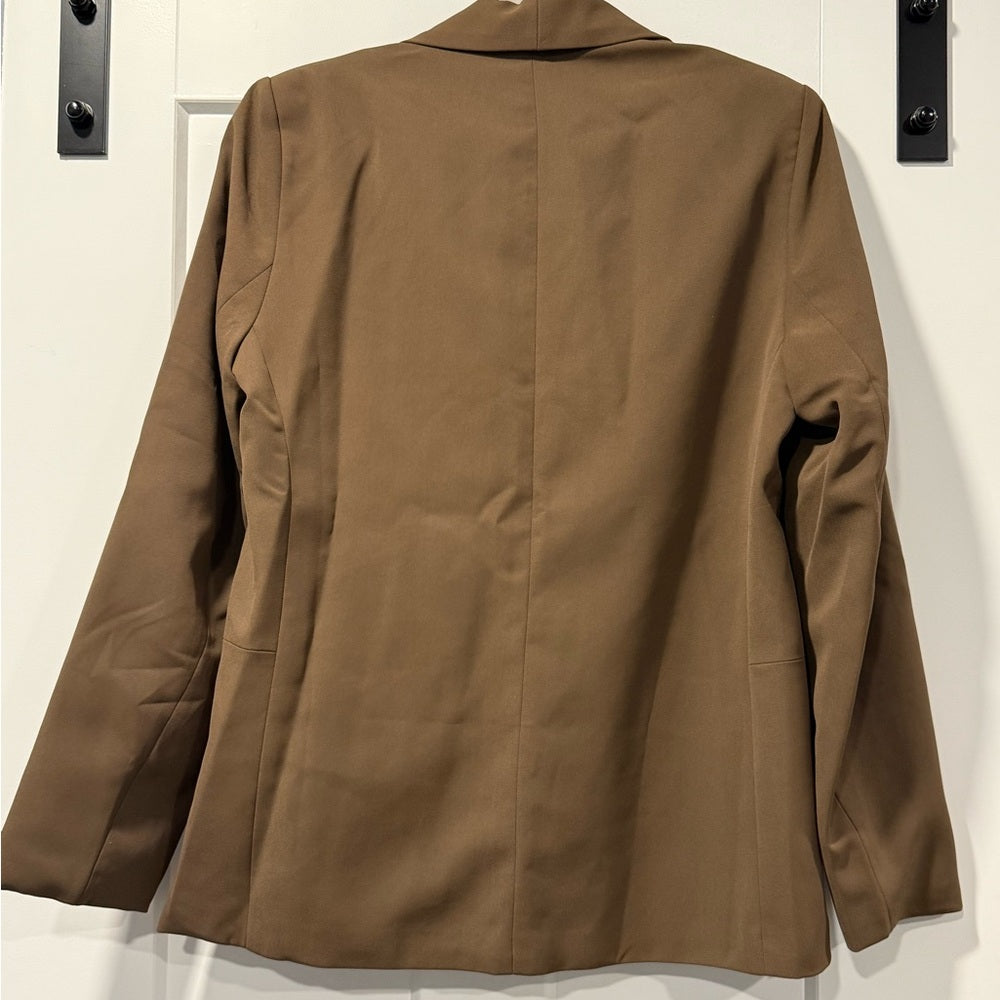 Classic Tan Ladies Single Button Blazer Size Large