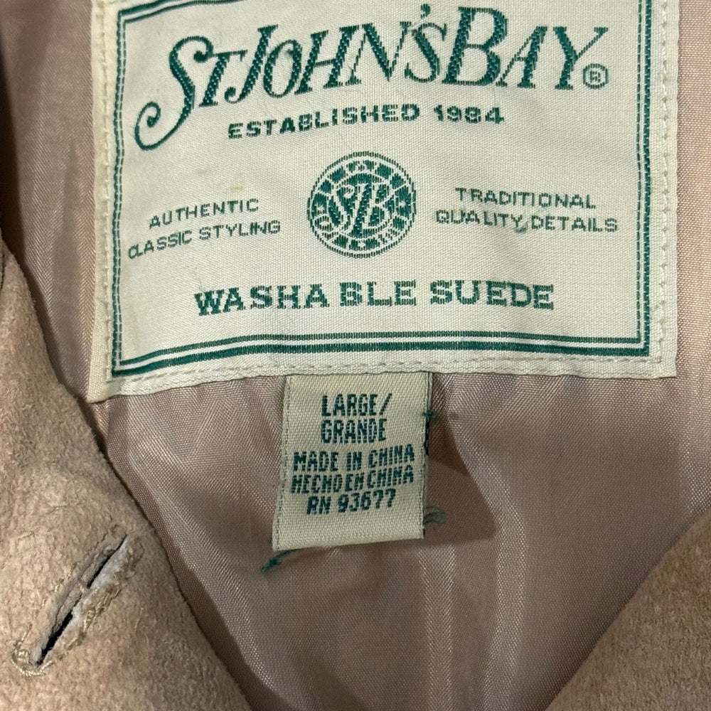Vintage St. John’s Bay Women's Tan Washable Suede Jacket Size Large