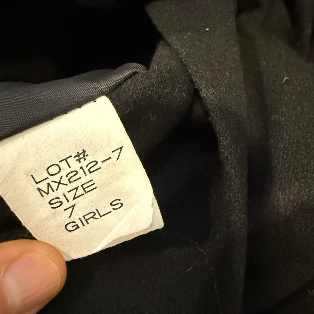 Vintage Fabulous Furs Black Wool Hooded Cape Coat Girls Size 7