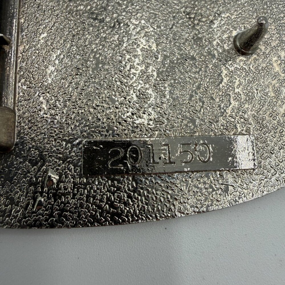 Vintage Silver Belt Buckle with Golden Eagle