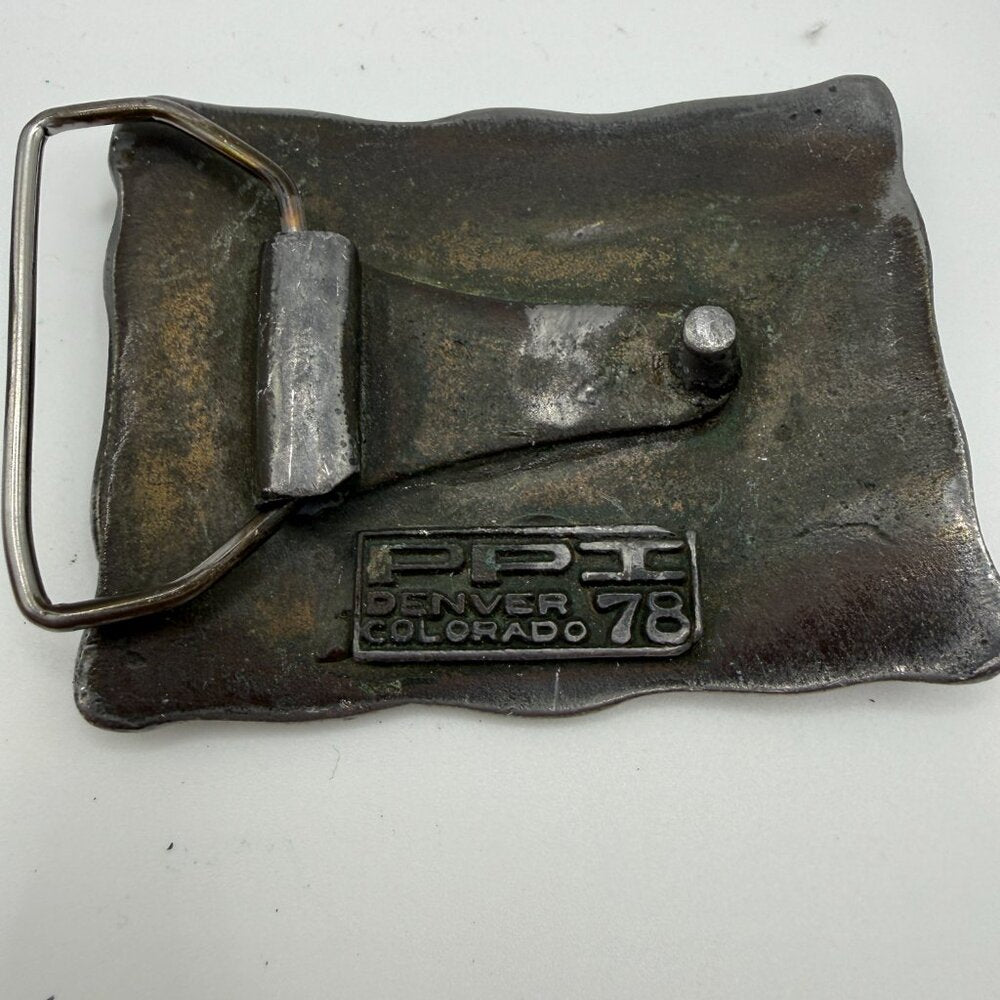 Vintage 1978 Nebraska Wagon Trail Belt Buckle