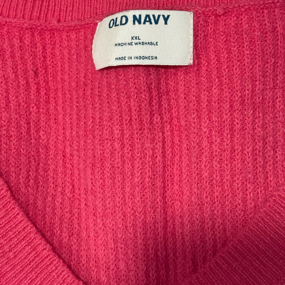 Old Navy Super Soft Bright Pink V-Neck Sweater Ladies Size XXL