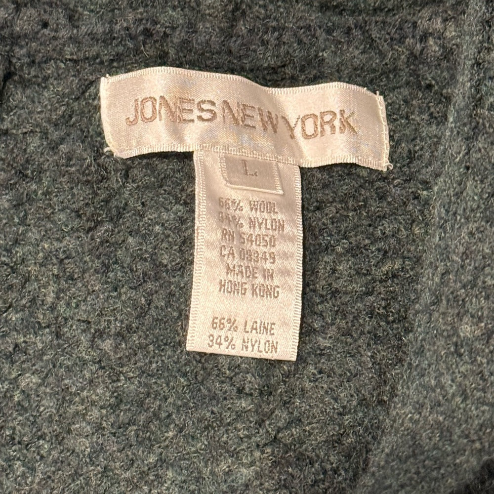 Jones New York Long Belted Wool Cardigan in Gray-Black Ladies Size Large