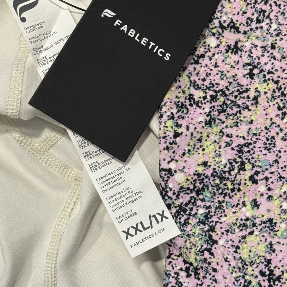 NWT Fabletics Lavender and Black Speckled Leggings Ladies Sz XXL