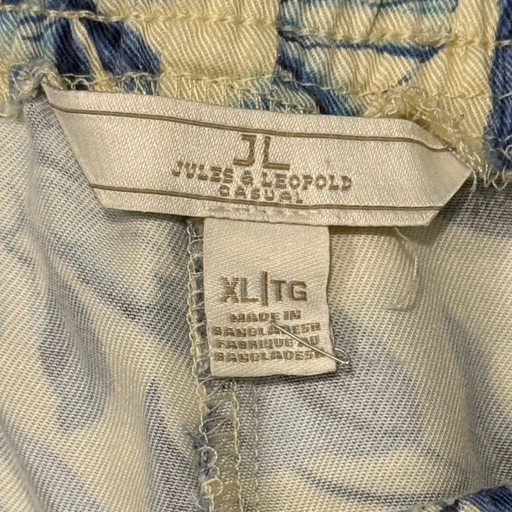 Jules & Leopold Blue and Cream Floral Elastic Waist Pants Ladies Sz XL