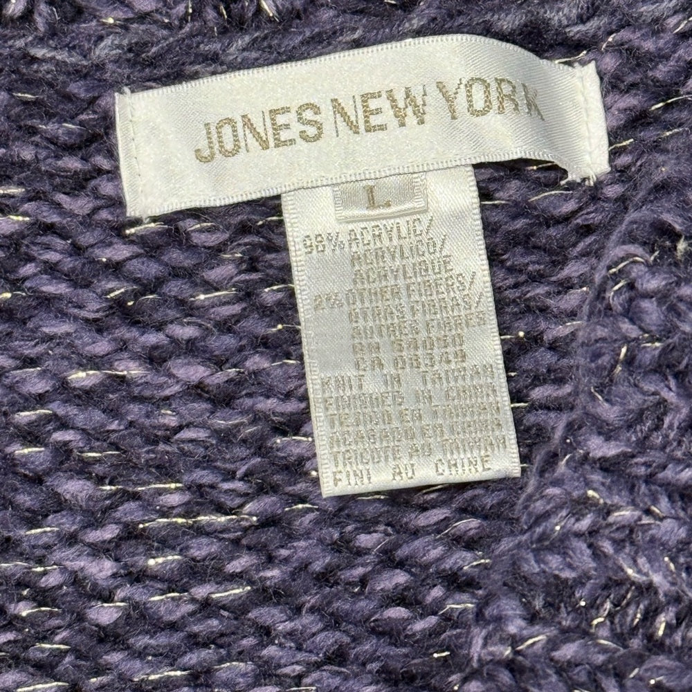 Jones New York Purple Knit Long Cardigan Sweater Ladies Size Large