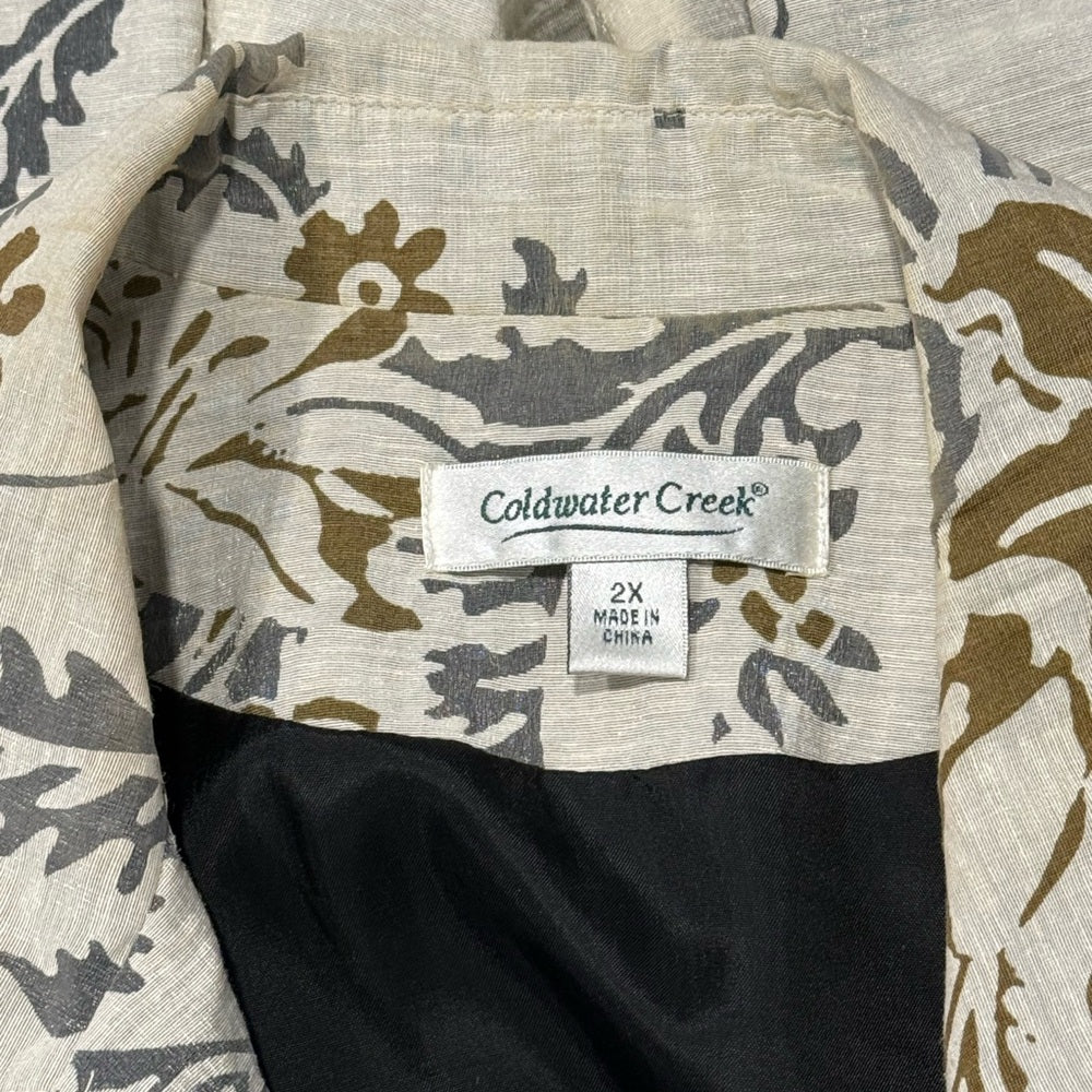 Coldwater Creek Cream and Gold Floral Blazer
