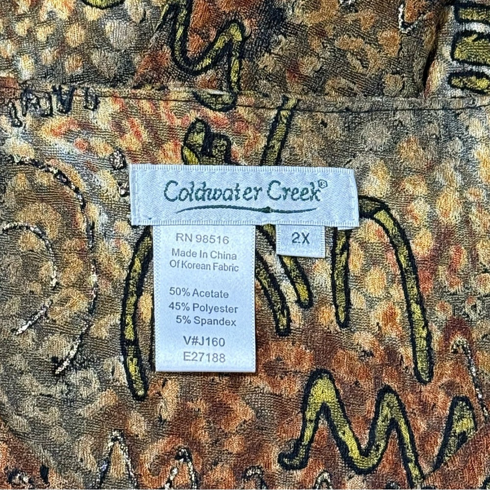 Coldwater Creek Multicolor Flowy Long Blouse Women’s Size 2X