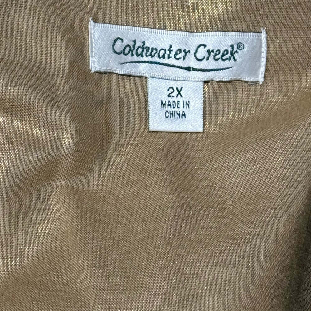 Coldwater Creek Gold Metallic Shirt Jacket With Belt Women’s Size 2X