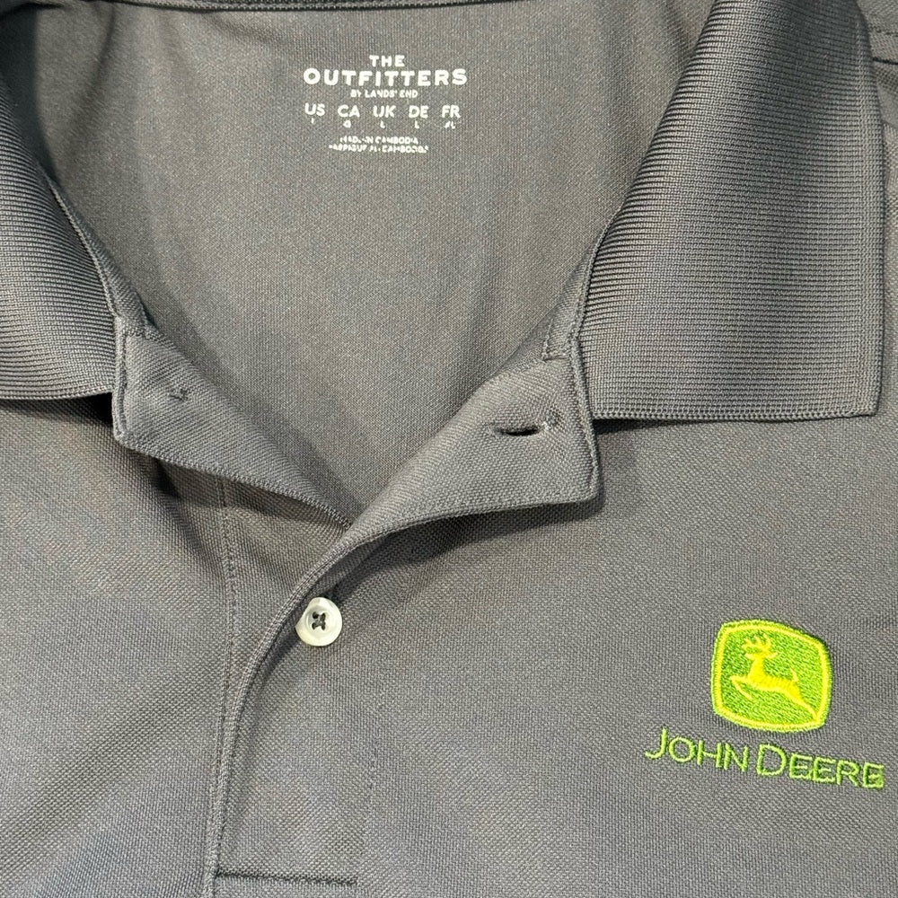 John Deere Charcoal Quick-Dry Polo Shirt Men’s Size Large