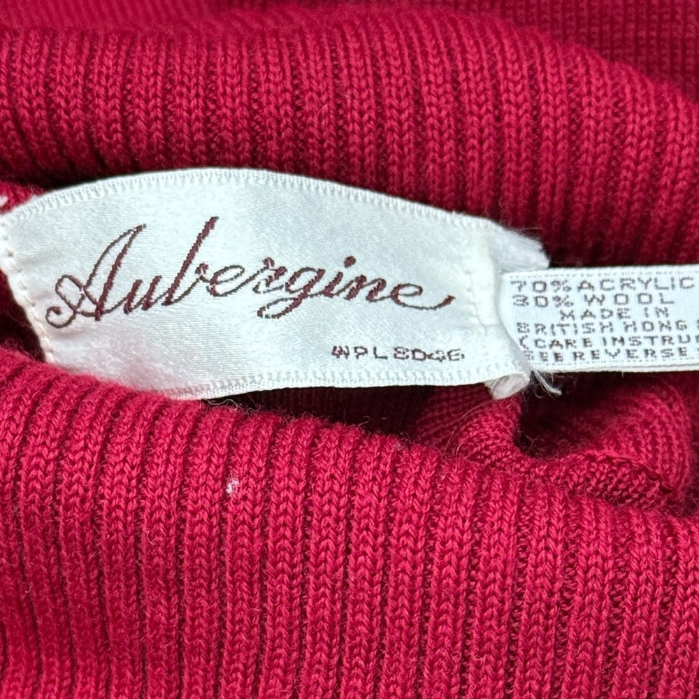 Vintage Dark Red Wool-Blend Turtleneck Sweater by Aubergine Ladies Sz Medium