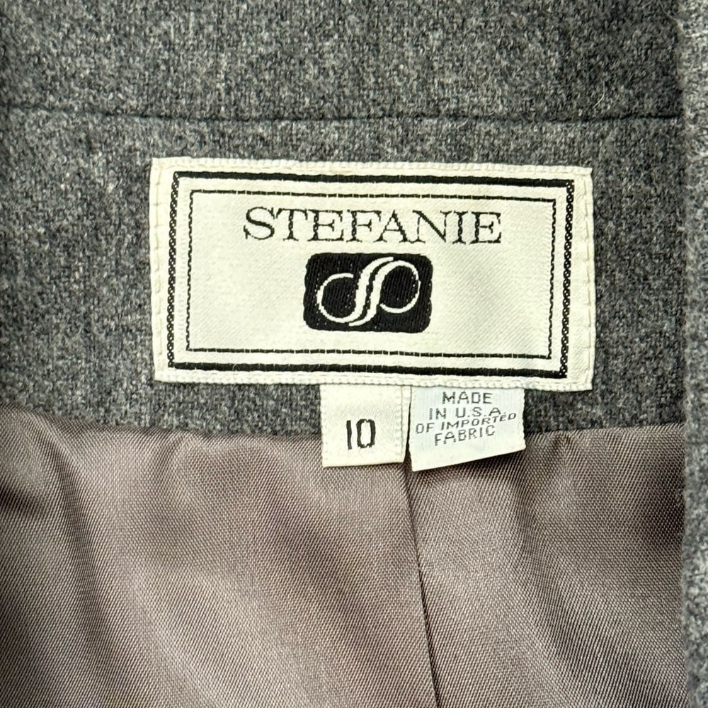 Vintage Classic Gray Wool Blazer by Stefanie Ladies Size 10