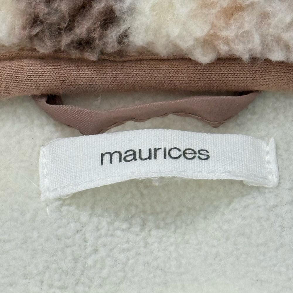 Maurices Brown and Cream Plaid Fleece-Lined Sherpa Jacket Women’s 2X
