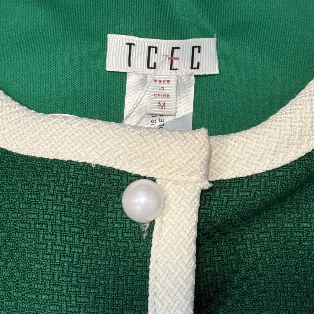 TCEC Green Sleeveless Mini Dress With White Trim Ladies Size Medium NEW!