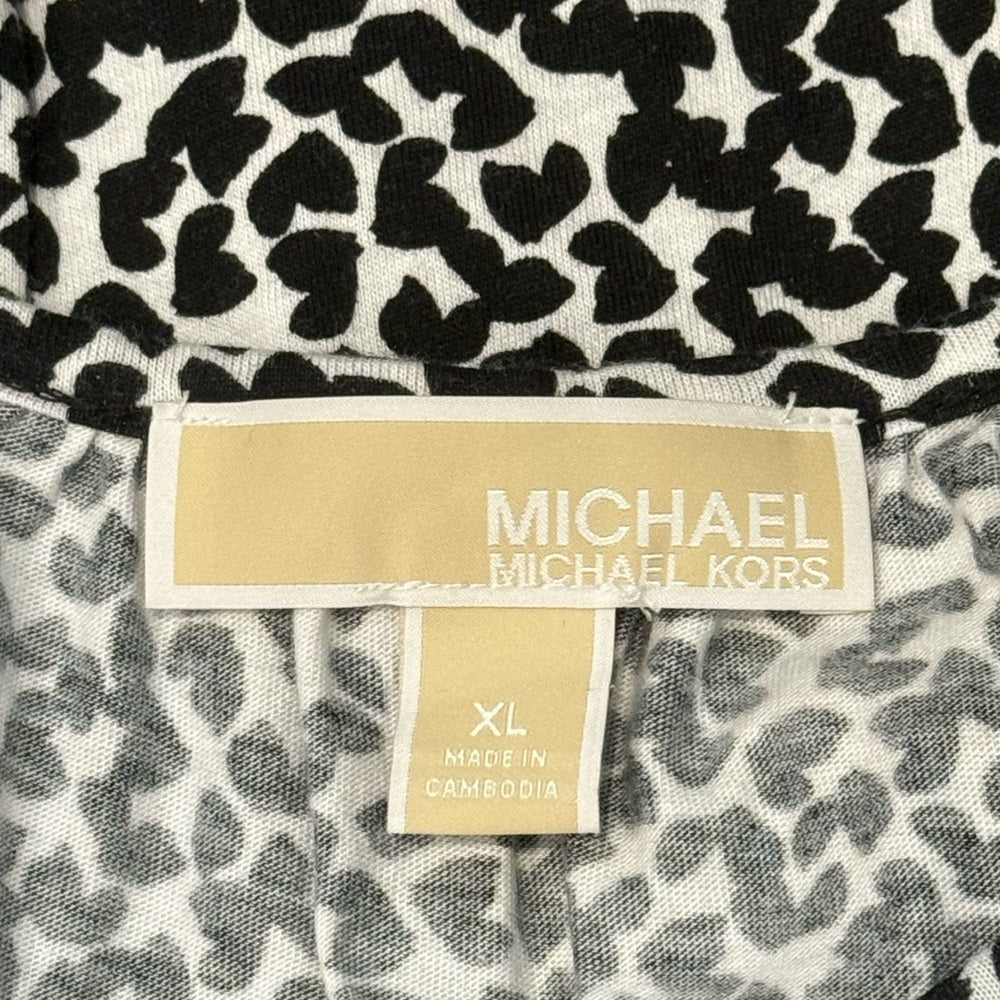 Michael Kors Black and White Patterned Knit Blouse Ladies Size XL
