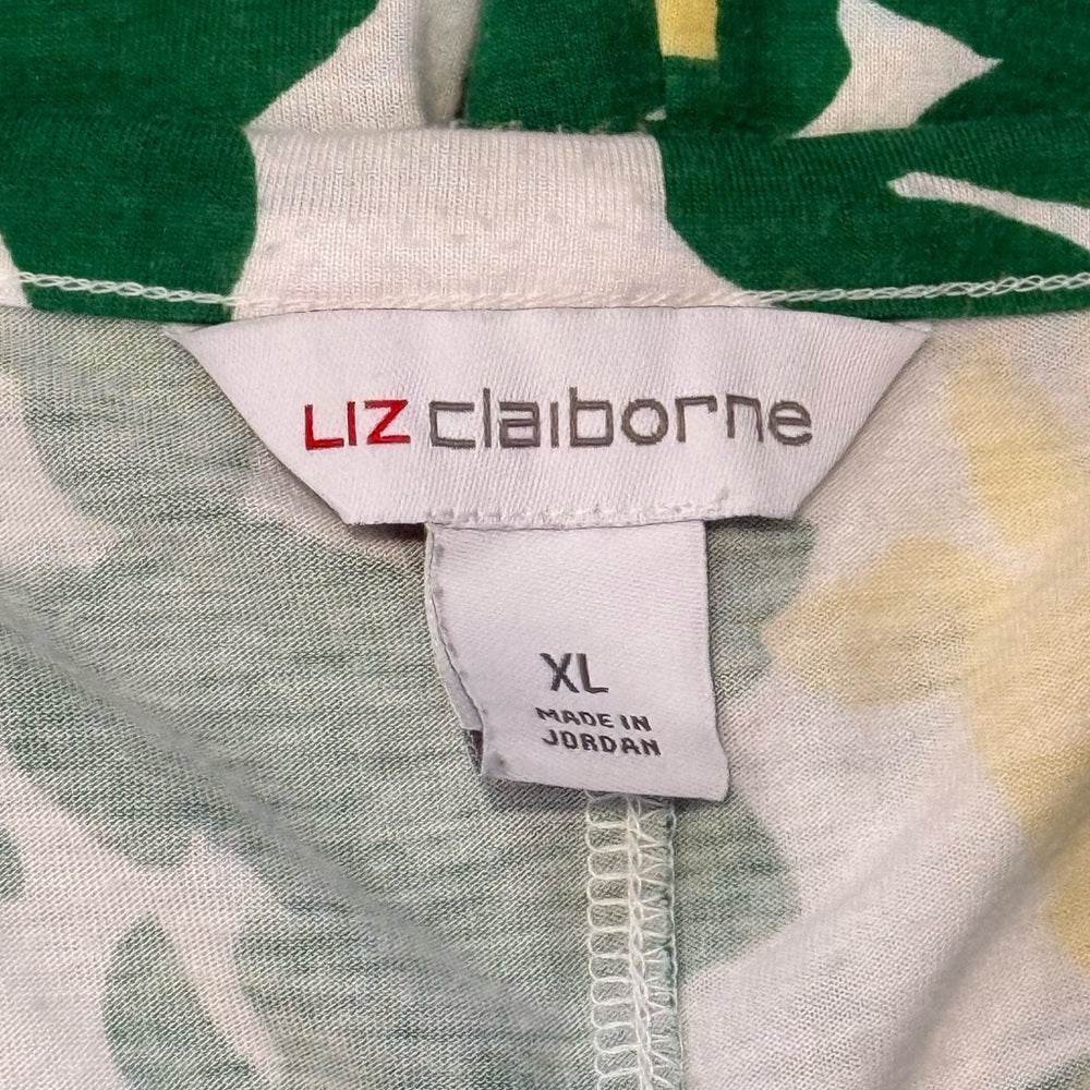 Liz Claiborne Green and White Floral Knit Tank Top Ladies Size XL