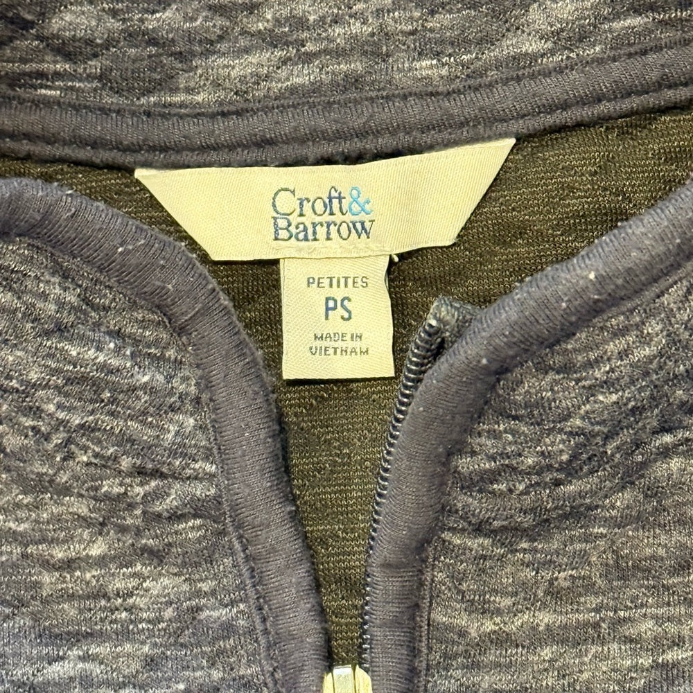 Croft & Barrow Navy Blue Full-Zip Textured Knit Jacket Ladies Size Petite Small