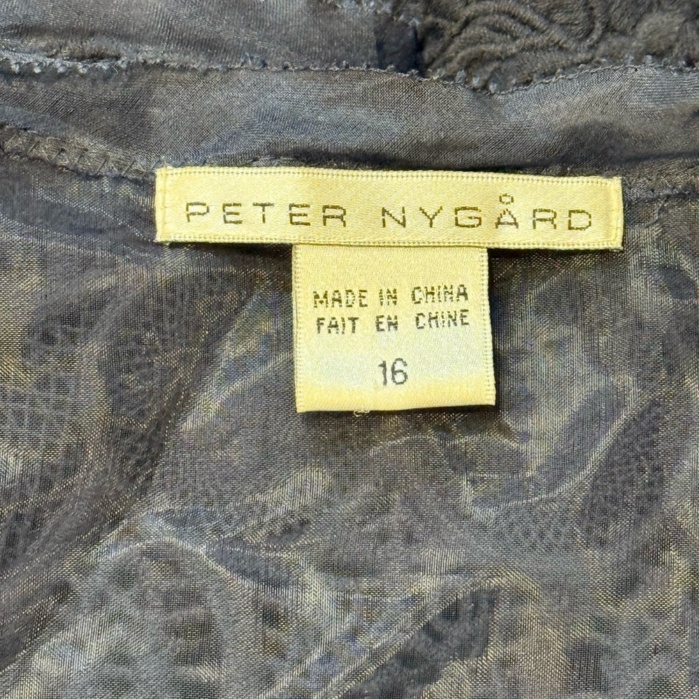Peter Nygard Navy Blue Open-Work Lace Layering Jacket Ladies Size 16