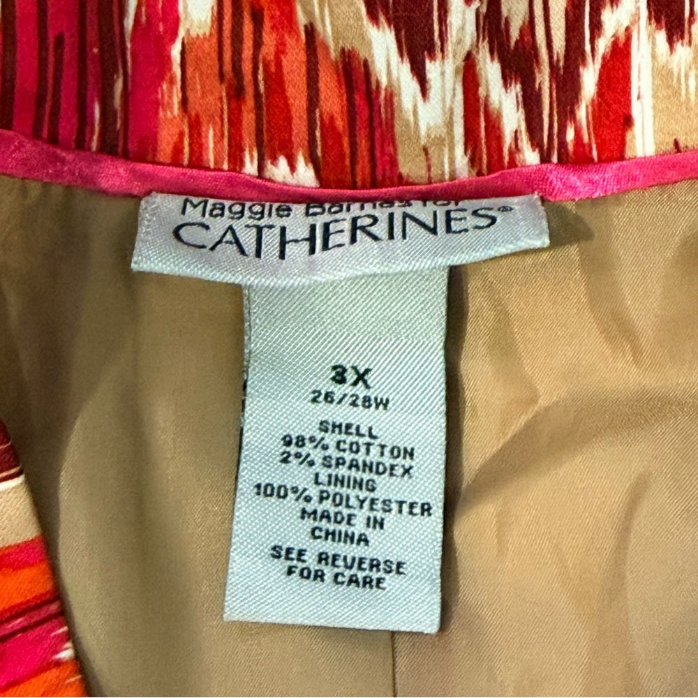 Catherines Maggie Barnes Pink and Orange Patterned Blazer Women’s Sz 3X