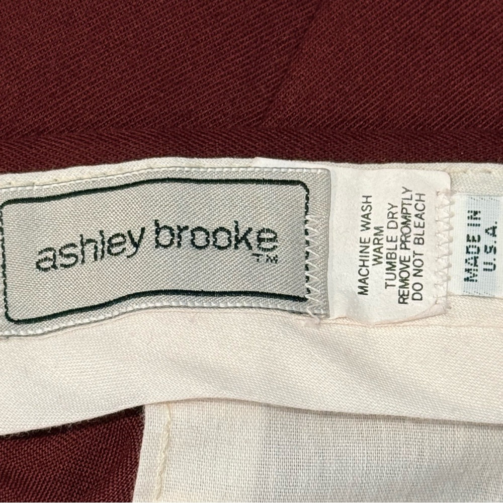 Vintage Ashley Brooke Burgundy Pleated Dress Trousers Ladies Size 10