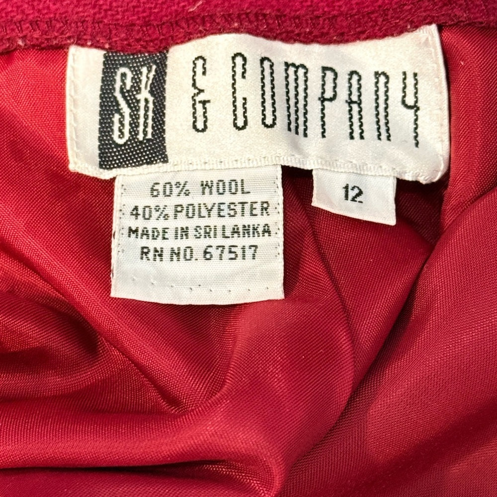 Vintage SK & Company Deep Rose Wool High Waisted Trousers Ladies Size 12