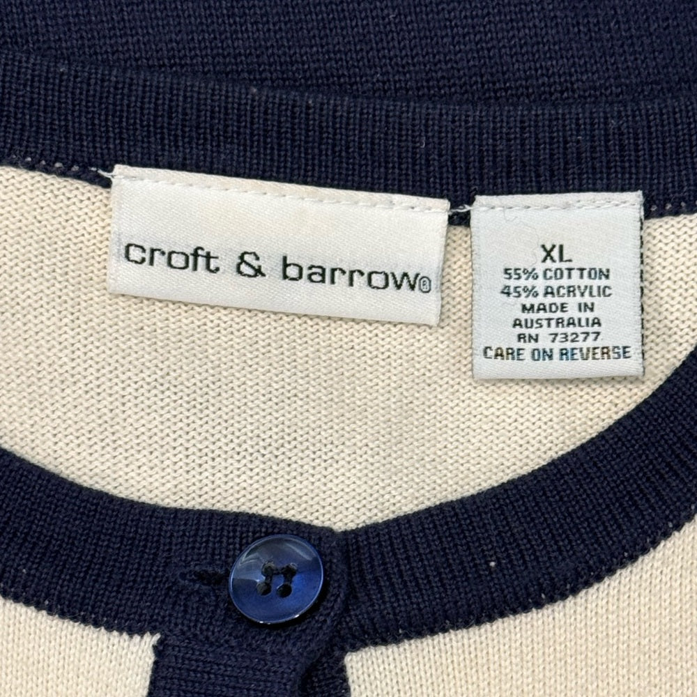 Croft & Barrow Navy and Cream Striped Cardigan Ladies Size XL