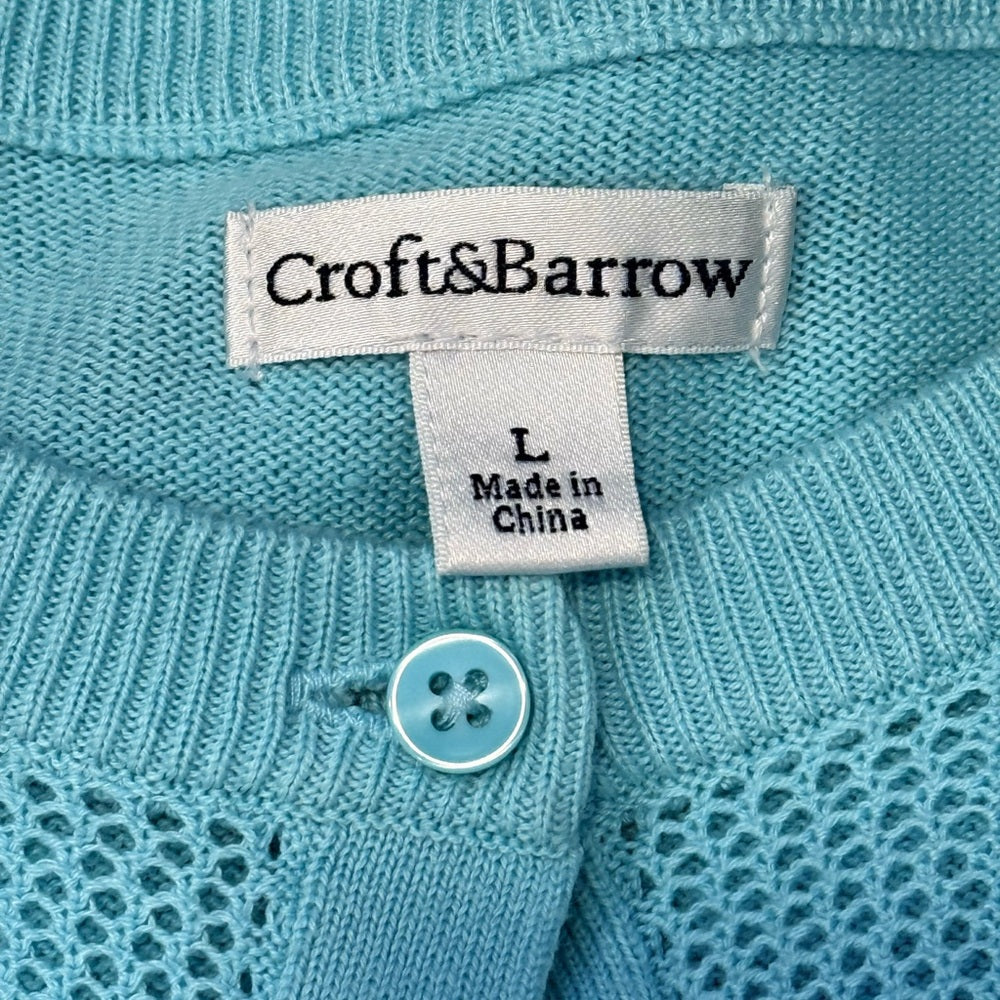 Croft & Barrow Light Teal Airy Cardigan Sweater Ladies Size Large