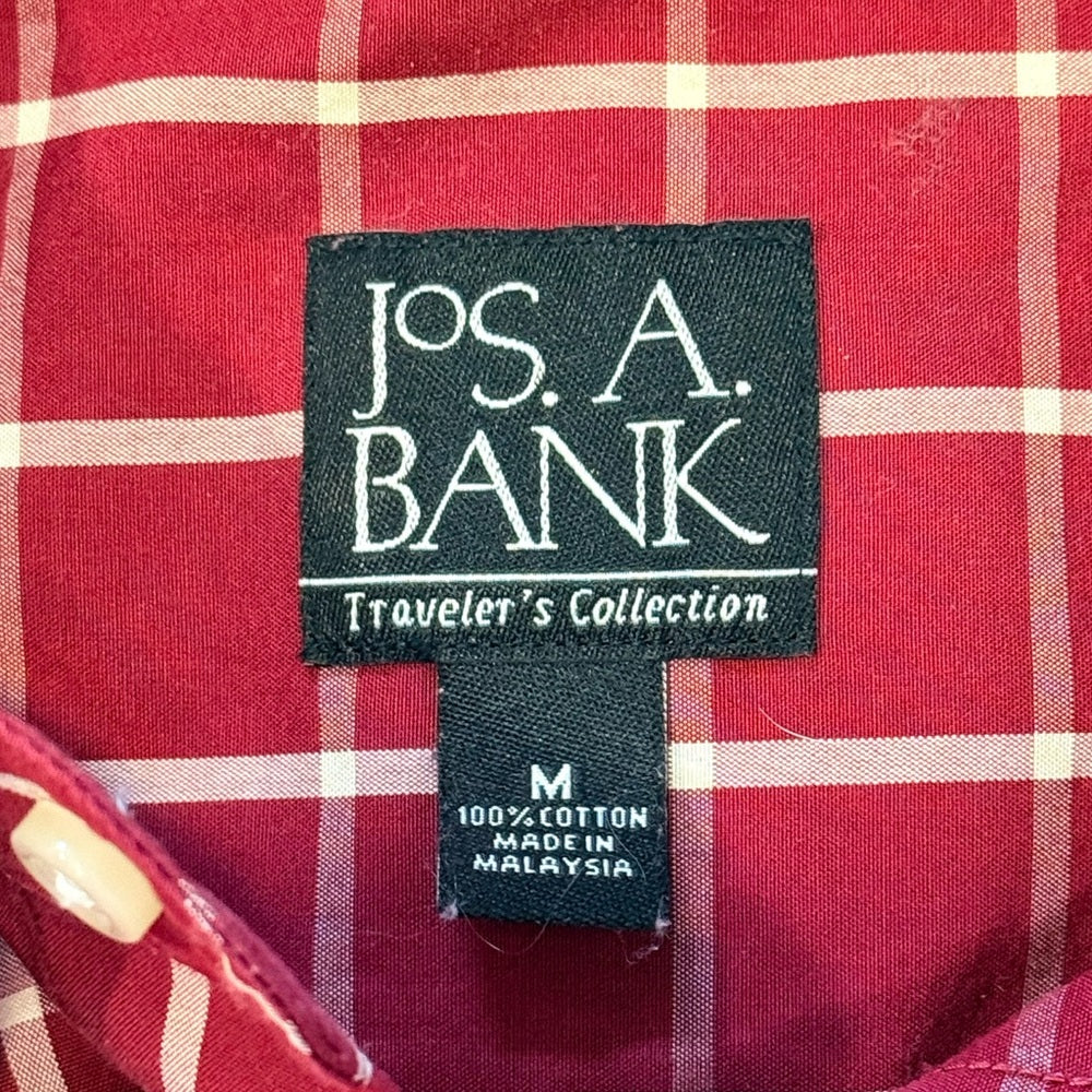 Jos. A. Bank Red Plaid Men's Shirt Traveller’s Collection Size Medium