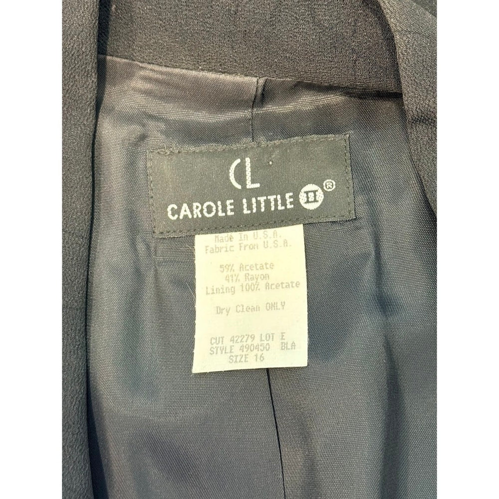 Vintage Carole Little Long-Line Black Dressy Jacket Ladies Size 16