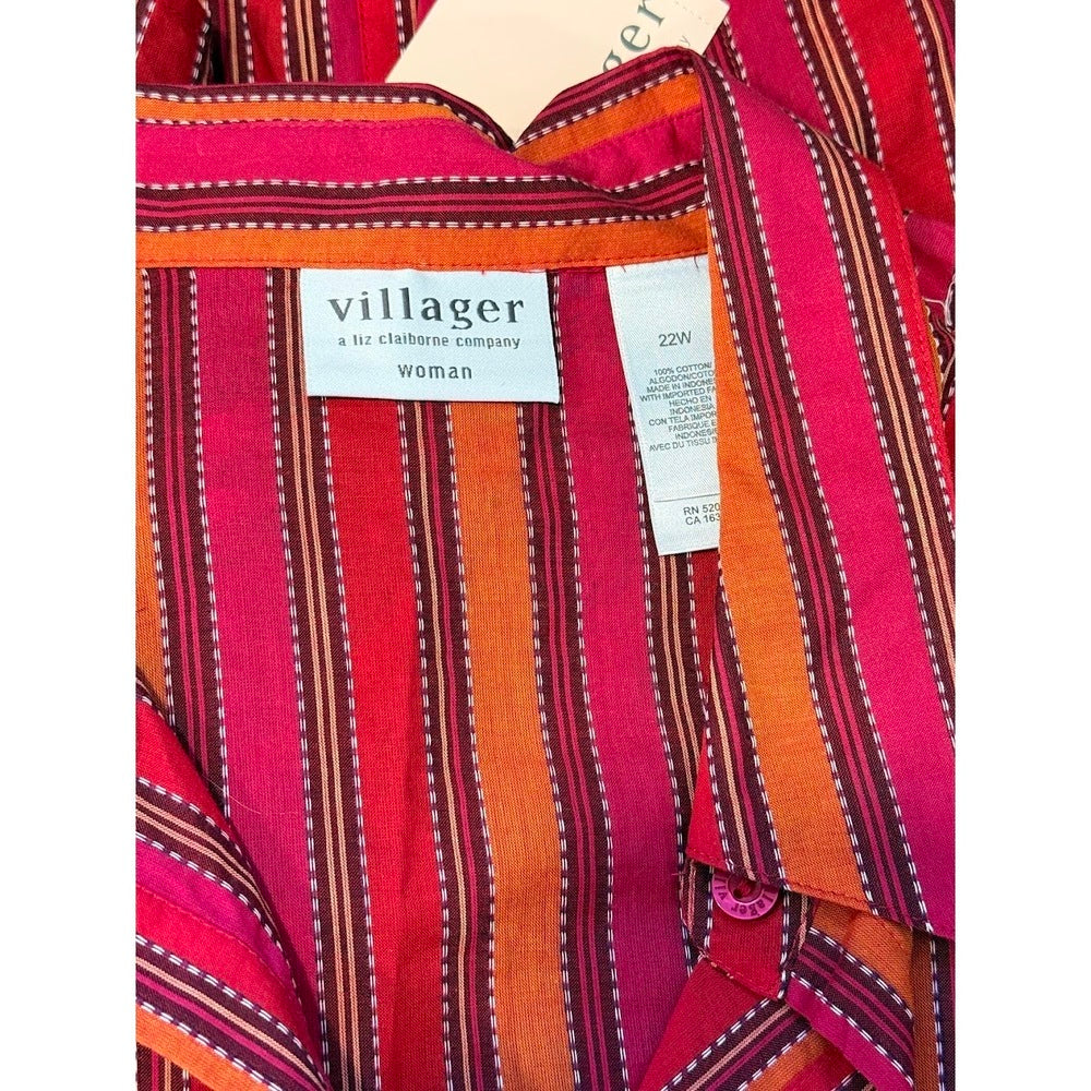 NWT Villager Flowy Button-Front Cotton Top Women's Size 22W