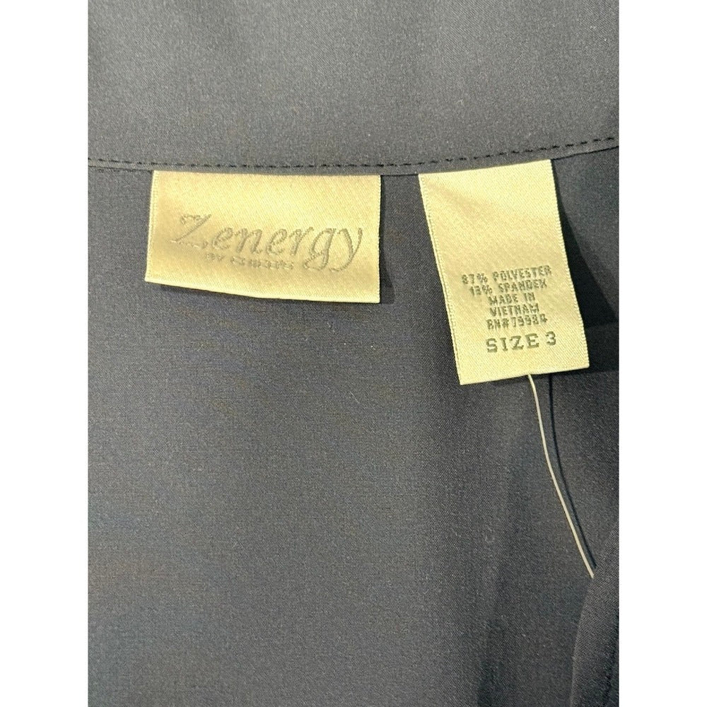 NWT Zenergy by Chico's Zip-Front Navy Blue Tunic Jacket Size 3 (X-Large)