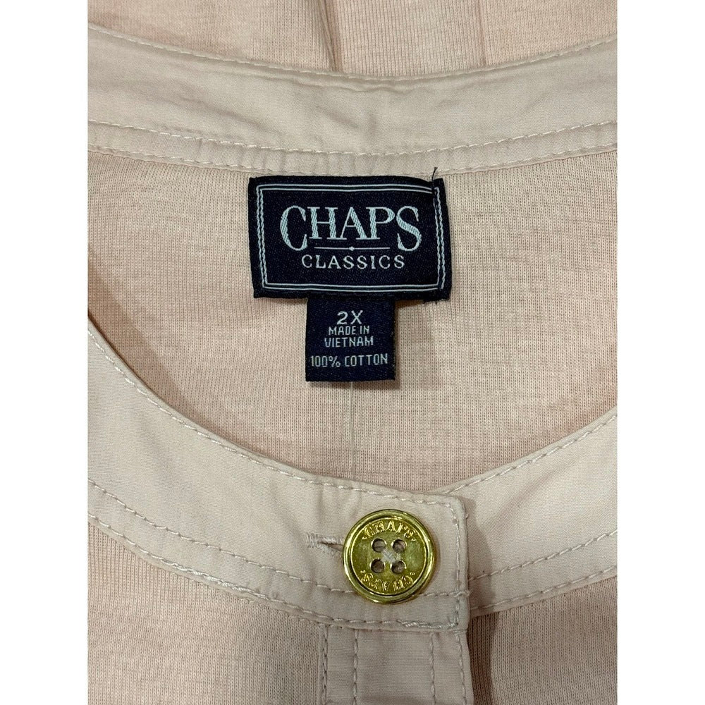 NWT Chaps Classics Light Pink Knit Long-Sleeve Cardigan Tee Ladies Size 2X