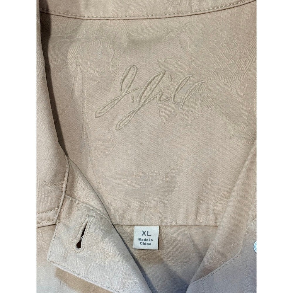 J. Jill 2-Piece Floral Print Tan Jacket & Pant Set Ladies Sz XL & 14