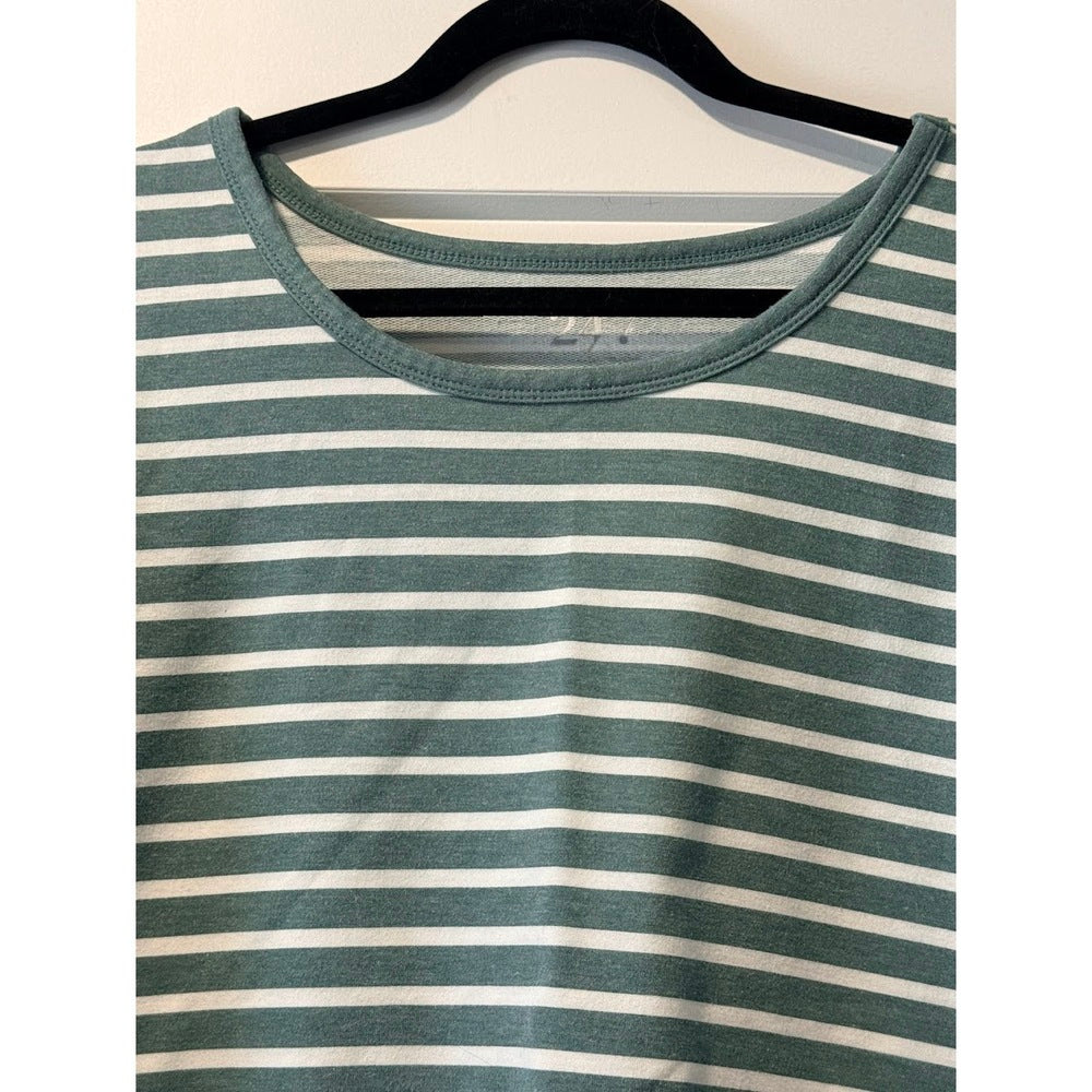 Maurices 24/7 Sage Green Striped Tee Ladies Size XL