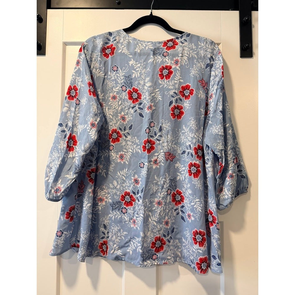 J. Jill Floral Lightweight Flowy Button-Front Top Ladies Size 2X