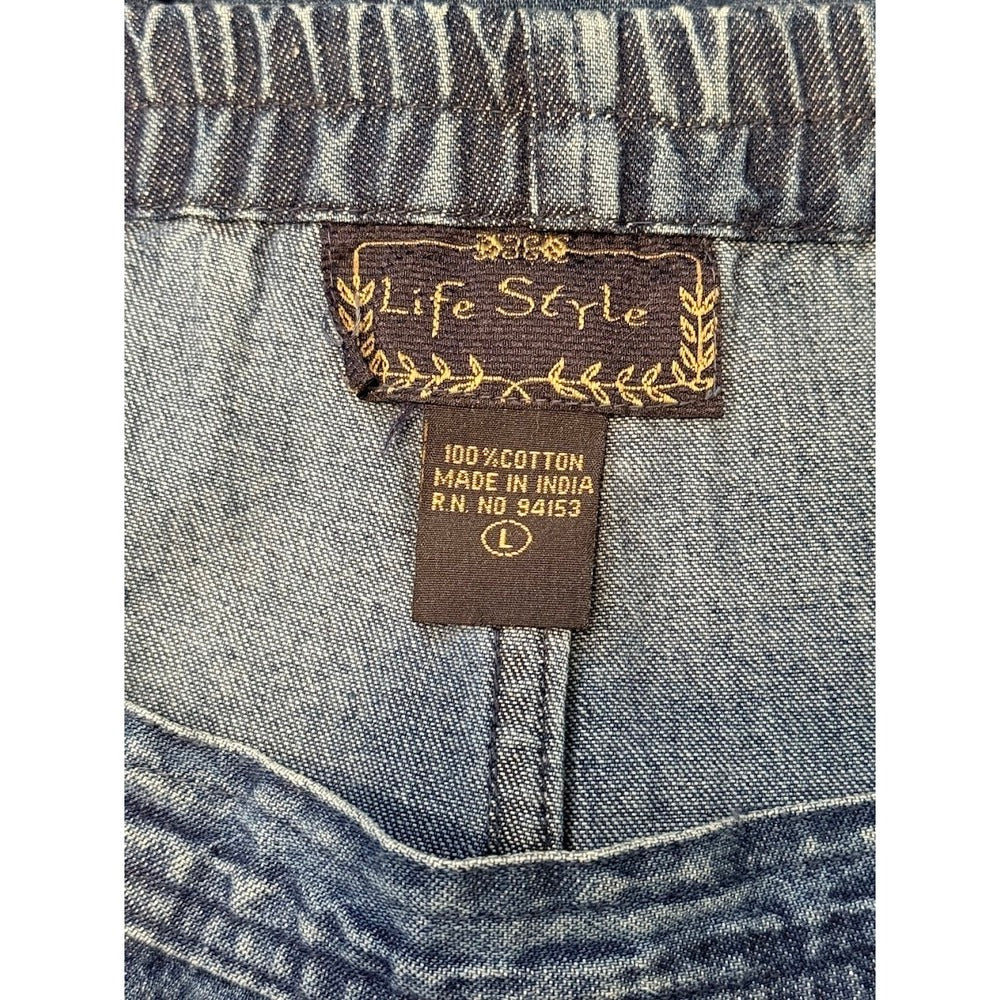 Vintage Embellished Denim Pull-On Capris by Life Style Ladies Size Large