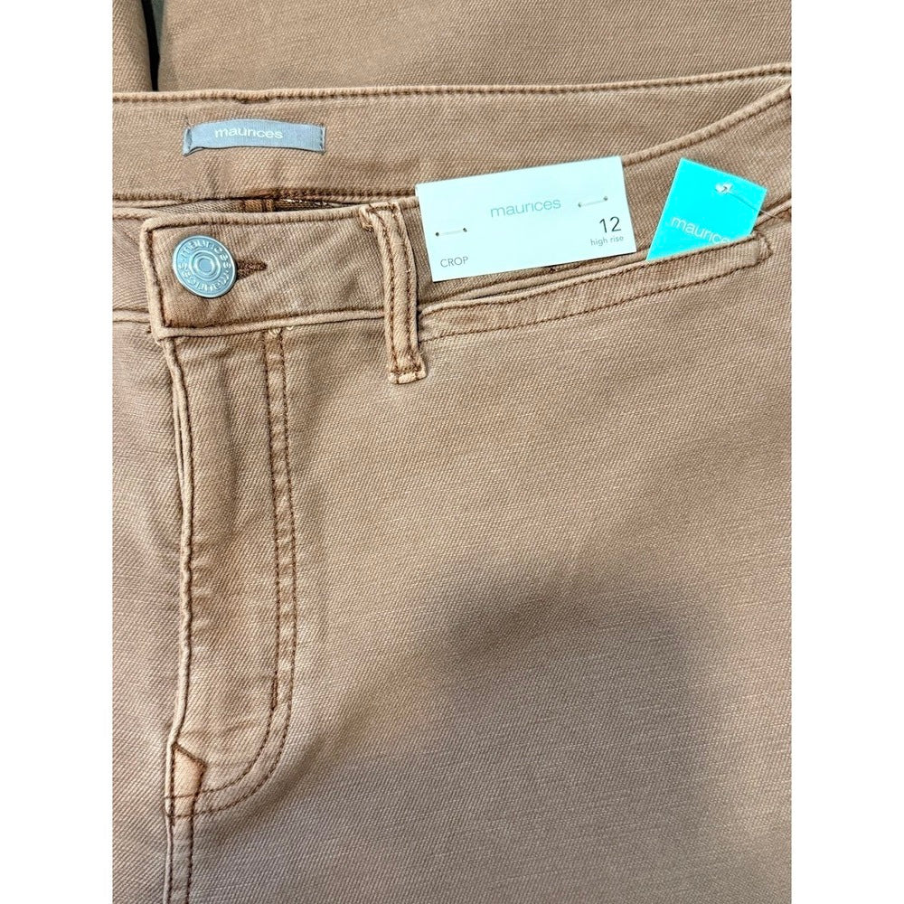 NWT Maurices High Rise Brown Soft Crop Pants Ladies Size 12