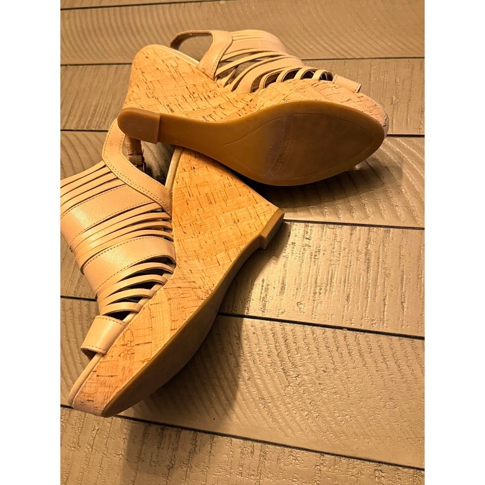 Franco Sarto Tan Leather High-Heel Strappy Sandals Ladies Size 8