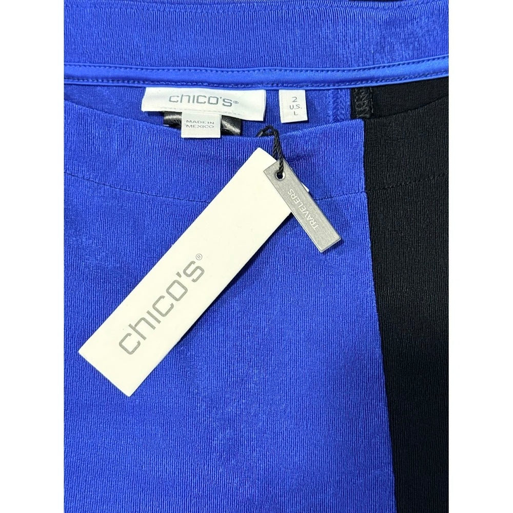 NWT Chico's Colorblock Blue, Black & White Tunic Top Size Large
