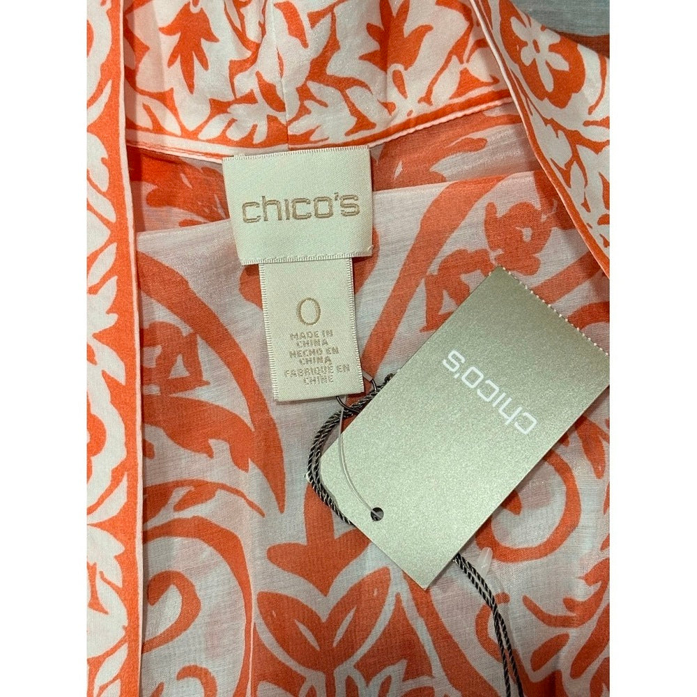 NWT Chico's Cotton & Silk Coral Paisley Kimono Ladies Size Small